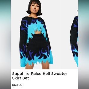 Really cute matching blue flame knit sweater and skirt